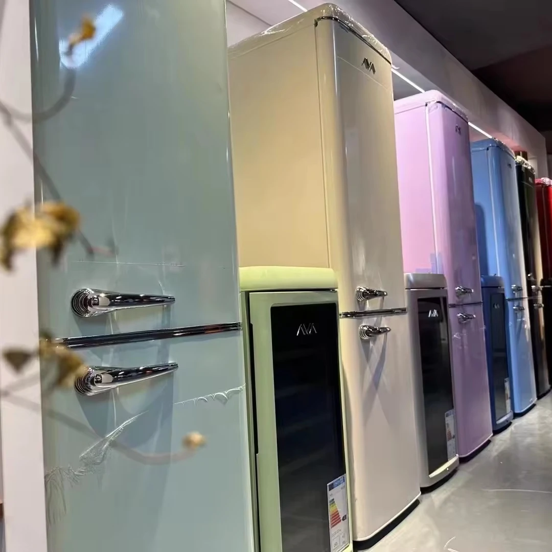 Изысканный винтажный холодильник маленький домашний двухдверный американский чистый красный морозильник Тиффани Синий Домашний консервация