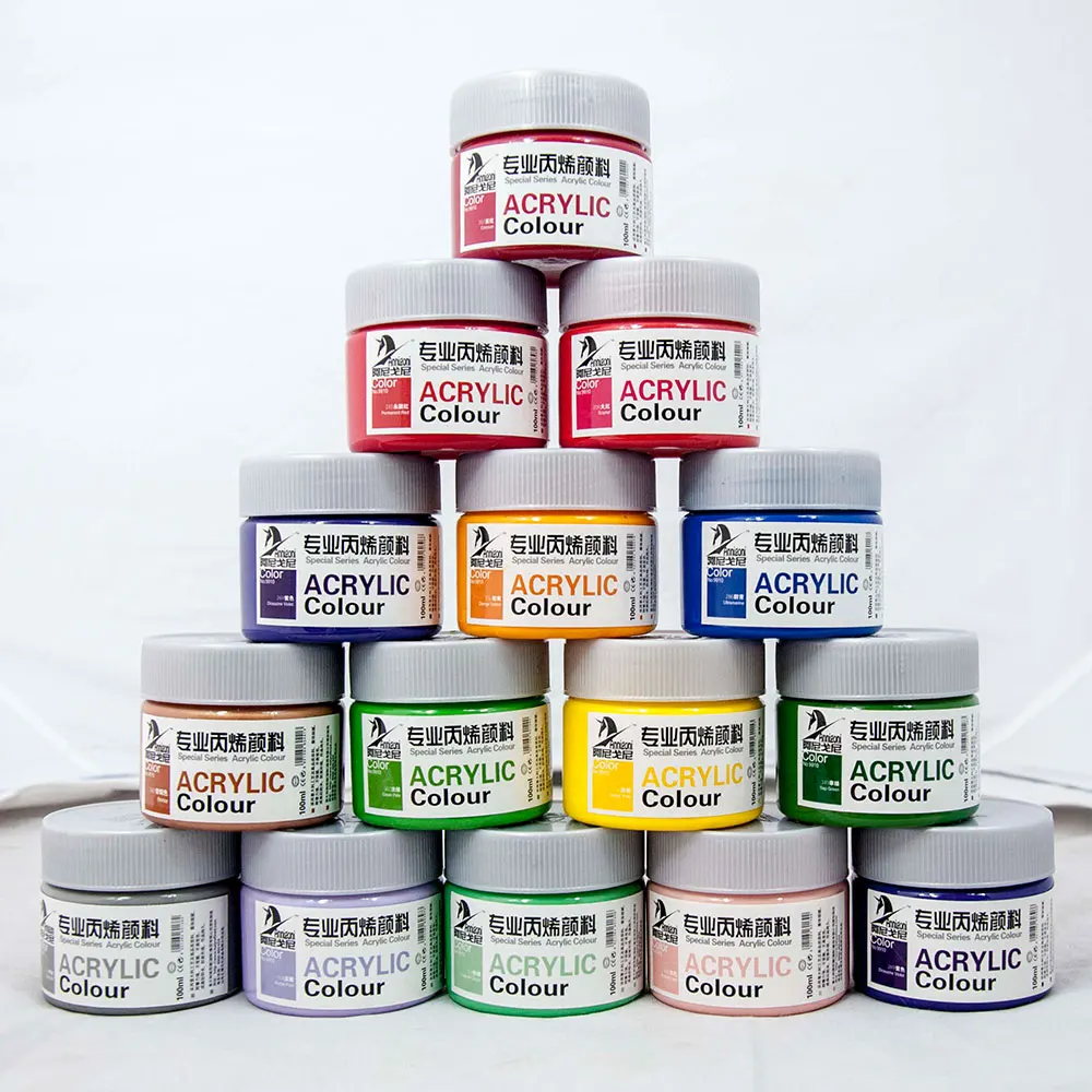 Quality Non Toxic Pigment 100 ml Acrylic Paints for Kids, Adults Painting on Canvas Rocks Wood Ceramic