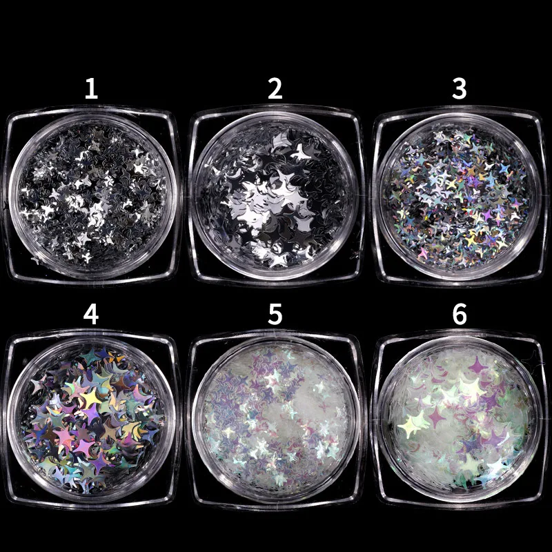 DIY Start Shape Sequins Nail Dacorations Holographic Shinny Glitter Silver Sequins Loose Nail Art Glitter Sequins