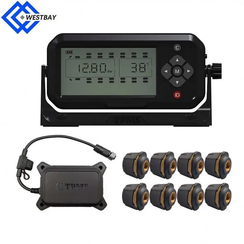 Westbay 6 8 10 12 14 16 18 22 24 26 Wheel 22-Wheel External Sensors TPMS System with Repeater for Trucks and Buses
