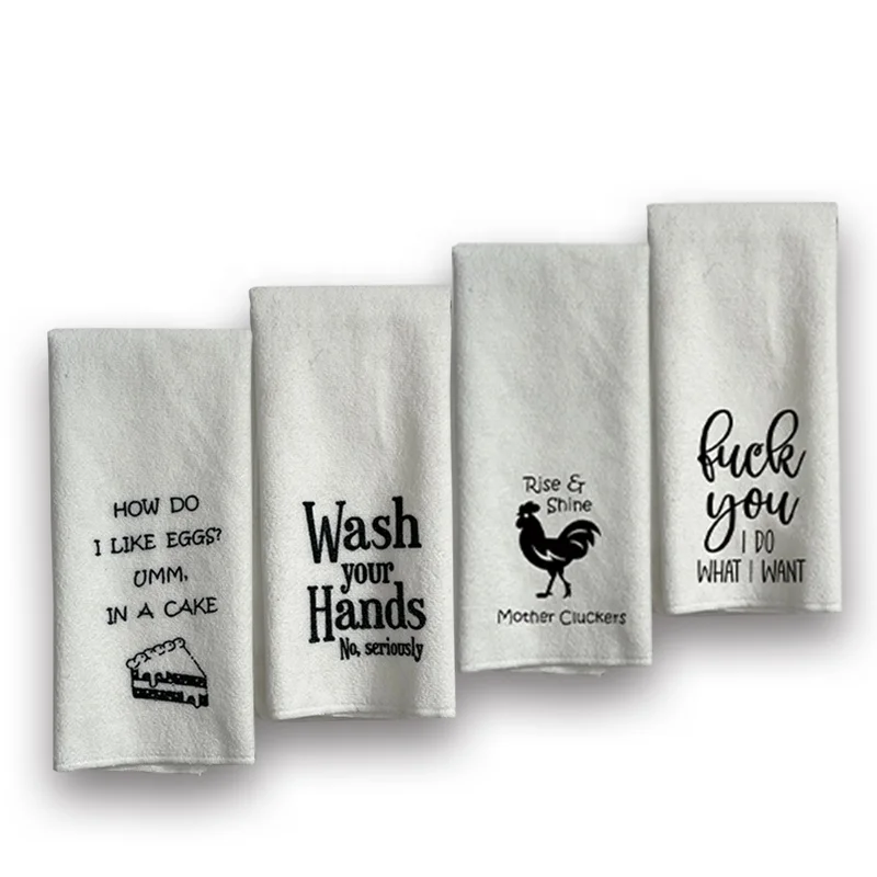 Set of 4 Thickness Chicken White Absorbent Kitchen Towels Cloths for Coffee Tea