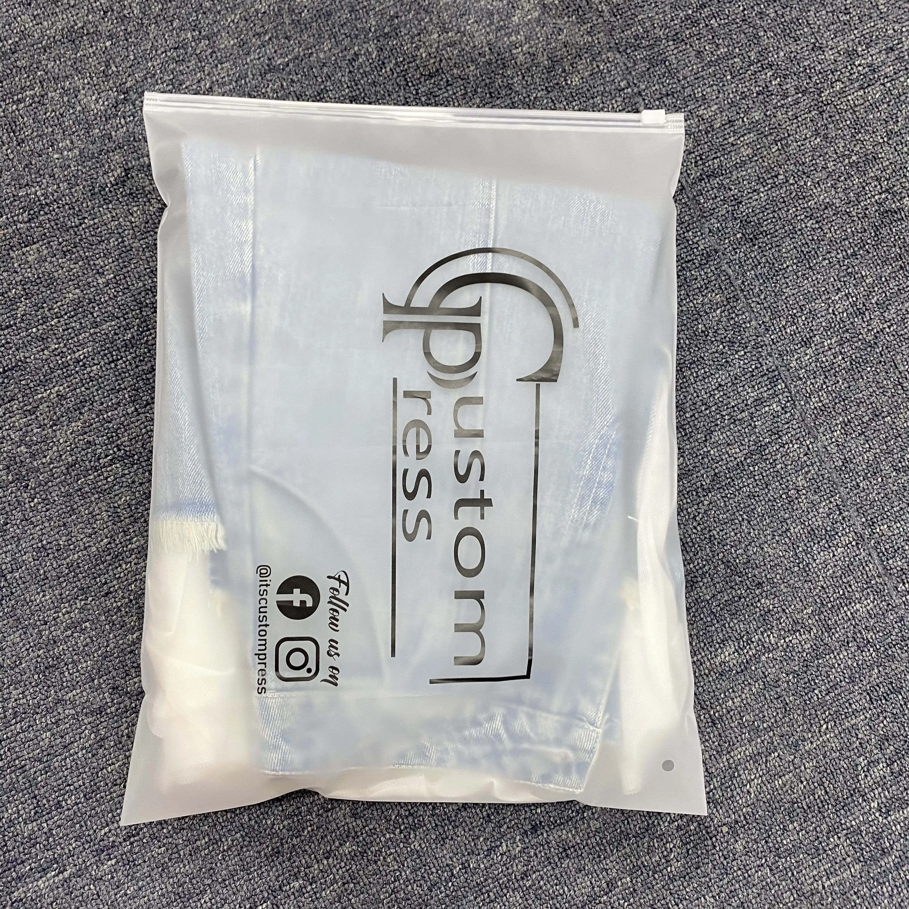 Pvc Oem Low Moq Matte Transparent Plastic Personalized Swimwear Eva Slider Ziplock Bag Frosted Clothes Packing Zipper Bag