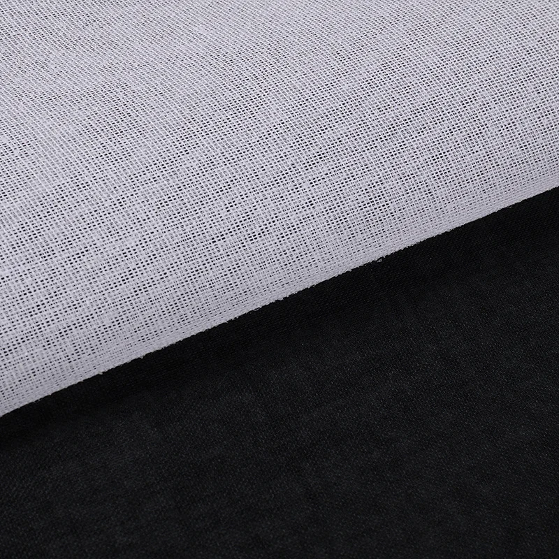 100% Polyester Black White Color Woven Knitted Fusible Interlining Fabric Adhesive Fabric Iron-On Suit Box Bag Interfacing