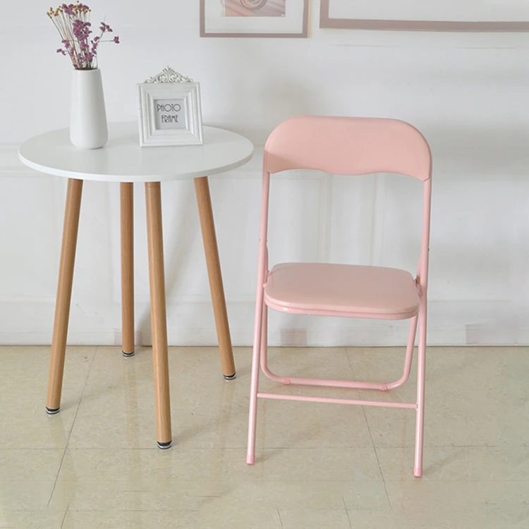 
Chinese Loft Iron Tube Grey PVC Folding Dining Chair 