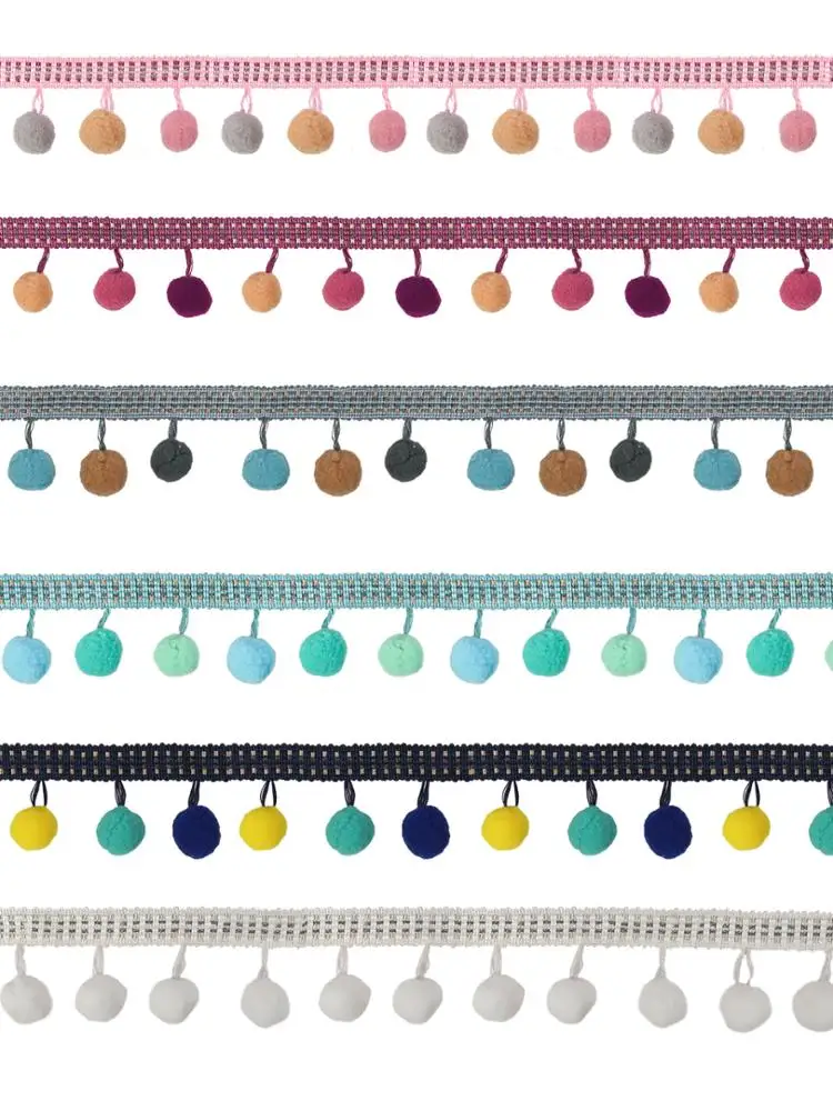
Wholesale Hot Sale Curtain Pillow Fabric Fringe Tassel pom pom trim 