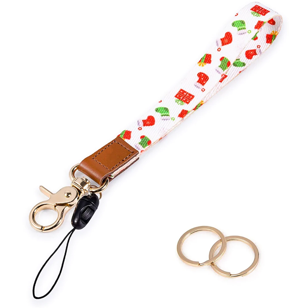 Stitch Polyester Short Wristlet Wrist Keychain Strap Lanyard New Key USB Nylon Bulk Sublimation Printed Logo Champion Custom Kid