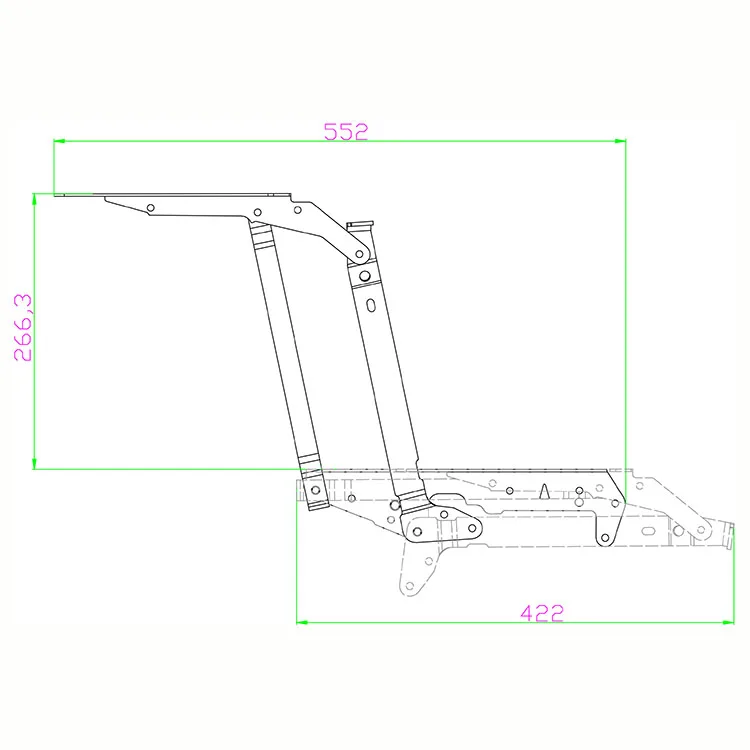 Furniture Design Hardware Hinge Adjustable Table Transformer Lift Top Coffee Tables with Storage Frame Mechanism with Gas Piston