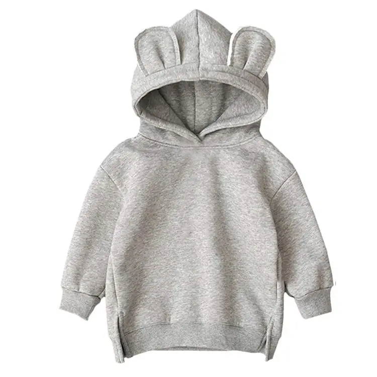 Kids cotton plain hoodie tops blank pullover sweatshirt fleeced children boys girls hoodies
