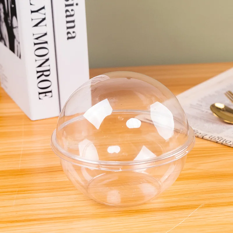Mini Cute Dessert 400ml 500ml 700ml PET Mousse Ball Box Shaped Plastic Packaging Creative Transparent Round Cake Box