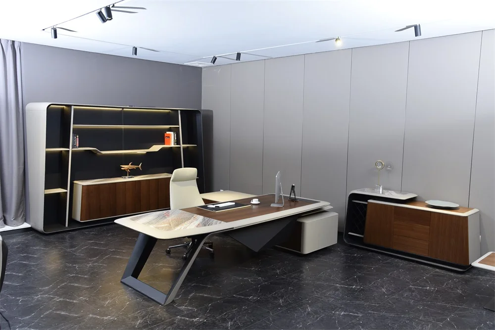 High-end modern luxury style office furniture mdf executive l shape office ceo table design