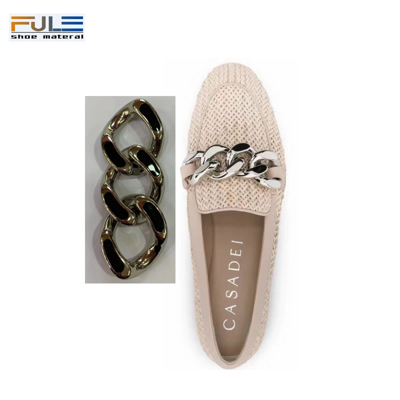 Fashion colorful golden silver rhinestone metal shoe decoration Chain Buckles for leather Pu lady shoes
