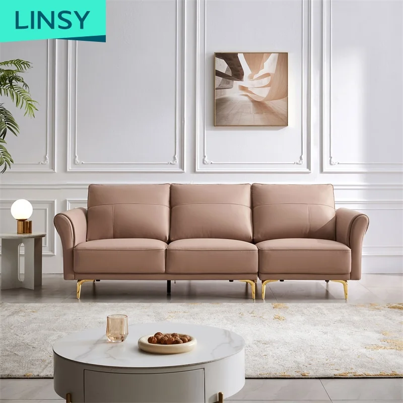 Роскошный итальянский современный кожаный диван Linsy L-образной формы дизайнерский золотые железные ножки мебель для гостиной диваны Bs012