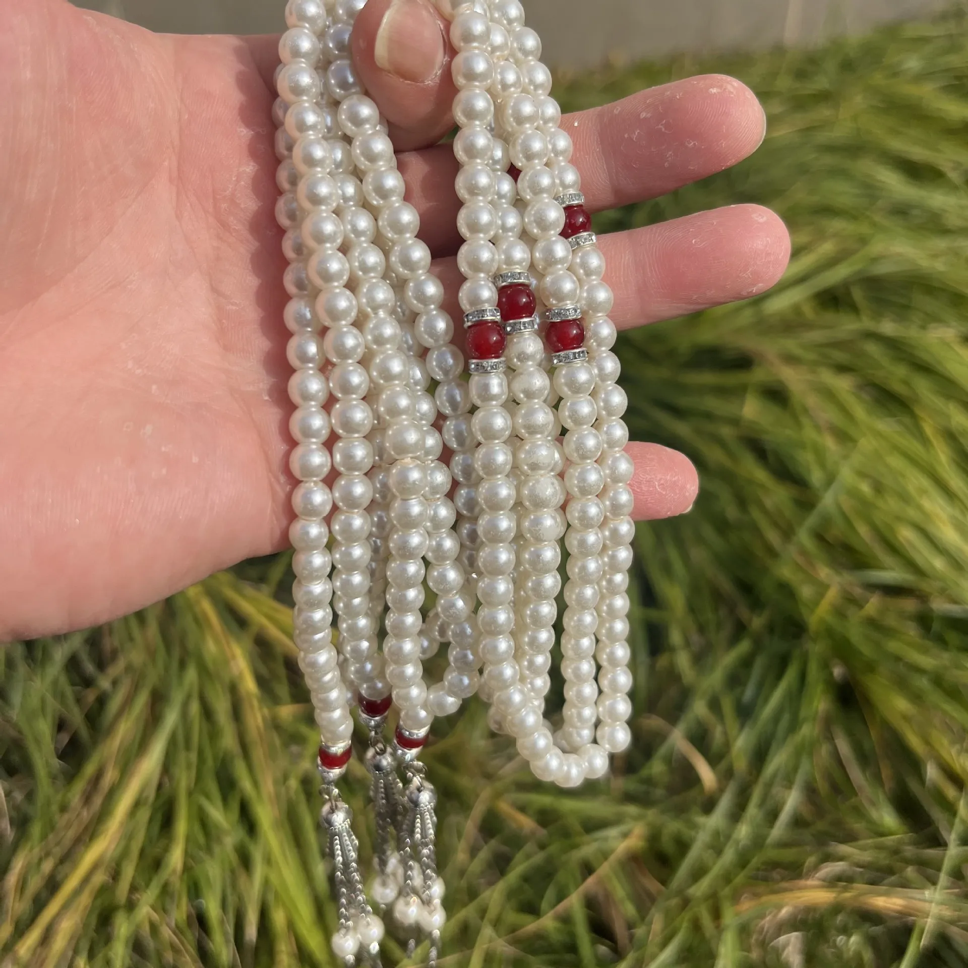 6-8 мм четки 99 Мусульманский Tasbih February 23 подарок жемчужный браслет Misbaha Love исламские ювелирные изделия жемчужные для женщин