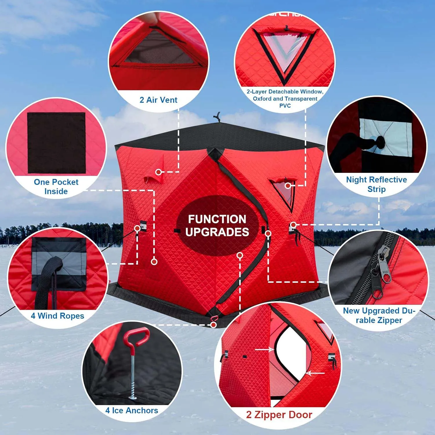 ice shelter 2 person pop up portable ice fishing shelter top insulated ice fishing tent