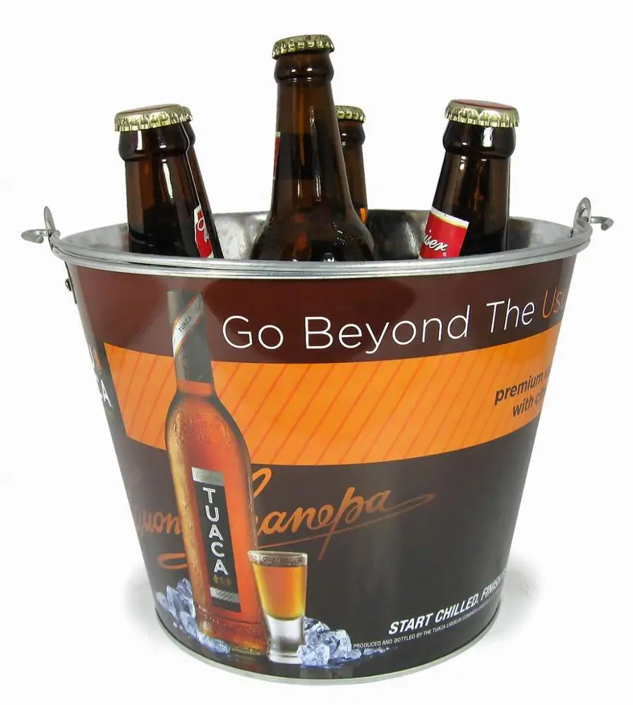 Factory 5L customized design Galvanized Metal Champagne Wine Beer Ice Bucket for outdoor