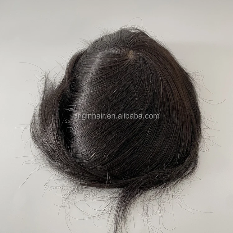 Wholesale High Quality Men Hairpiece Mens Hair Replacement System Slik Base Indian Human Hair Prosthesis Male Wig Toupee for Men