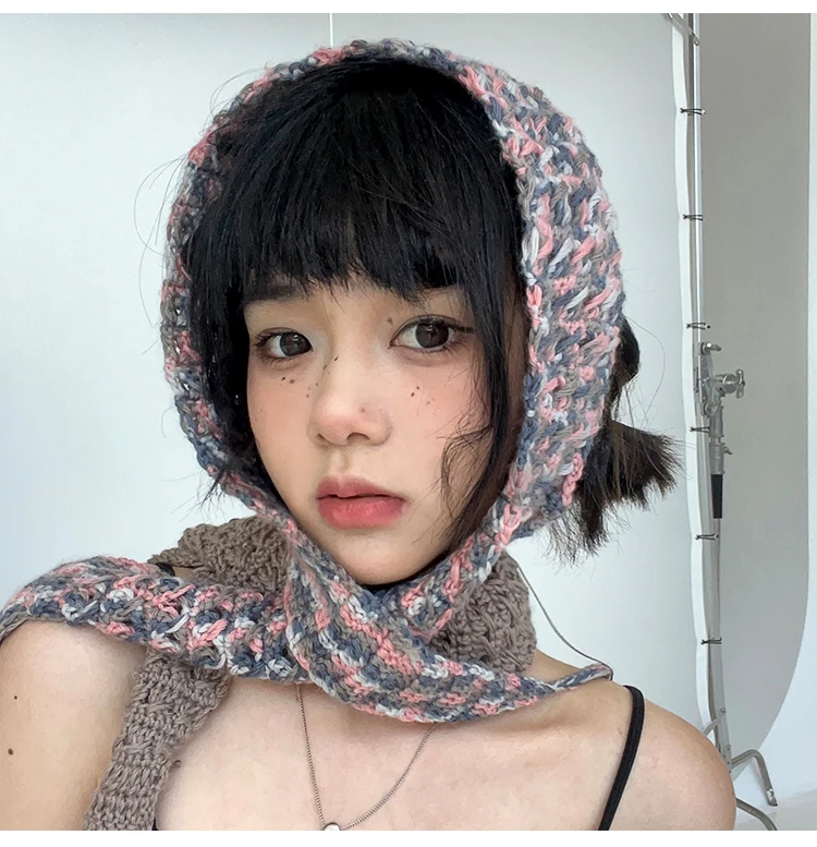 Hippie Hair Bandana Knit Headband with Long Tassel Crochet Head Wrap Boho Fashion Hair Accessory Women Knitted Head Ba