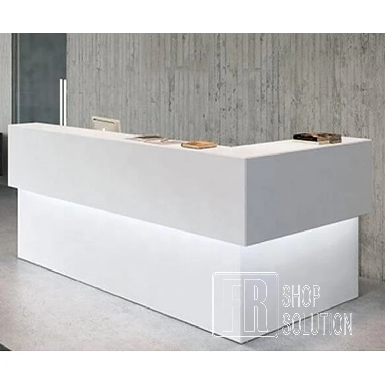 
Custom Made Simple Design L Shape White Cheap Medical Clinic Barber Reception Desk Beauty Salon 