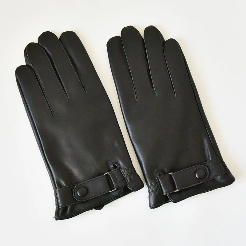 Factory Unisex Warm Real Leather Gloves Wool Lining Gloves for Women Men Elegant Winter Thick Gloves