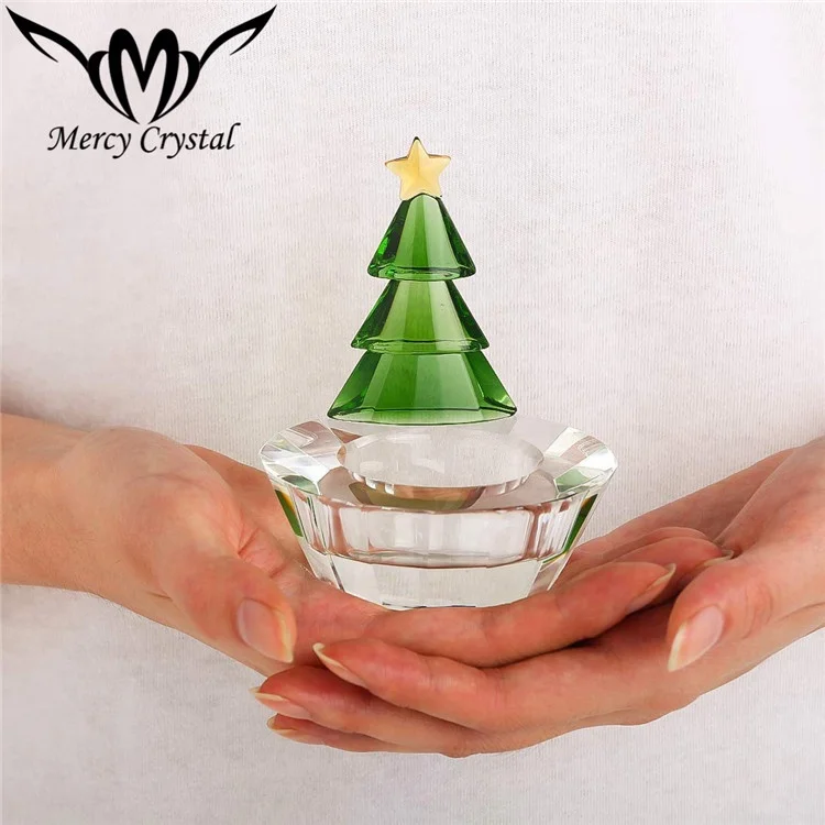 New Crystal Glass Christmas Tree Candle Holder for Party