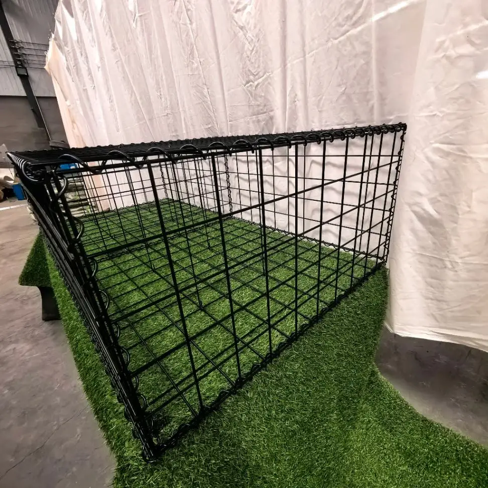 mini black pvc coated gabions steel cages filled with stones