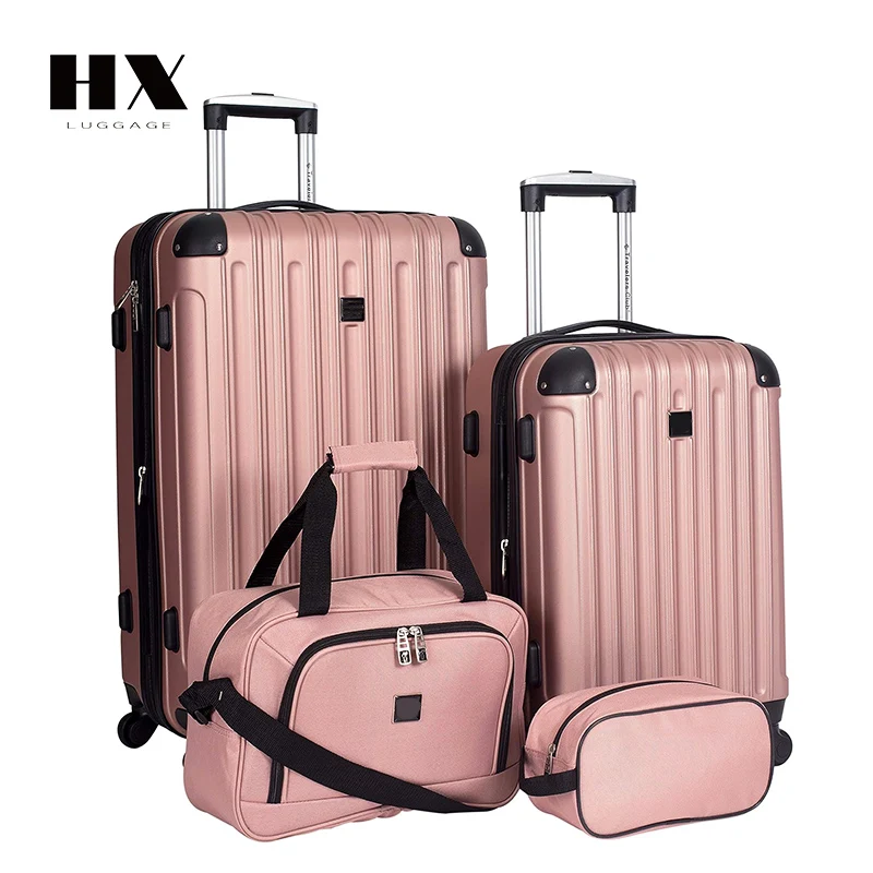 Hard shell 4-piece luggage travel set luxury travel equipments  essentials travel bags business bags & case ABS Luggage