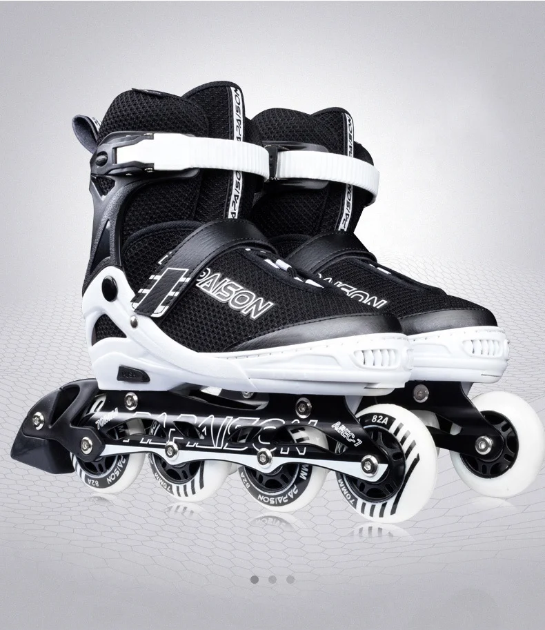 80mm 4 flashing wheels big  size fly knitting  red white ABEC-7 bearing  roller aggressive inline skates