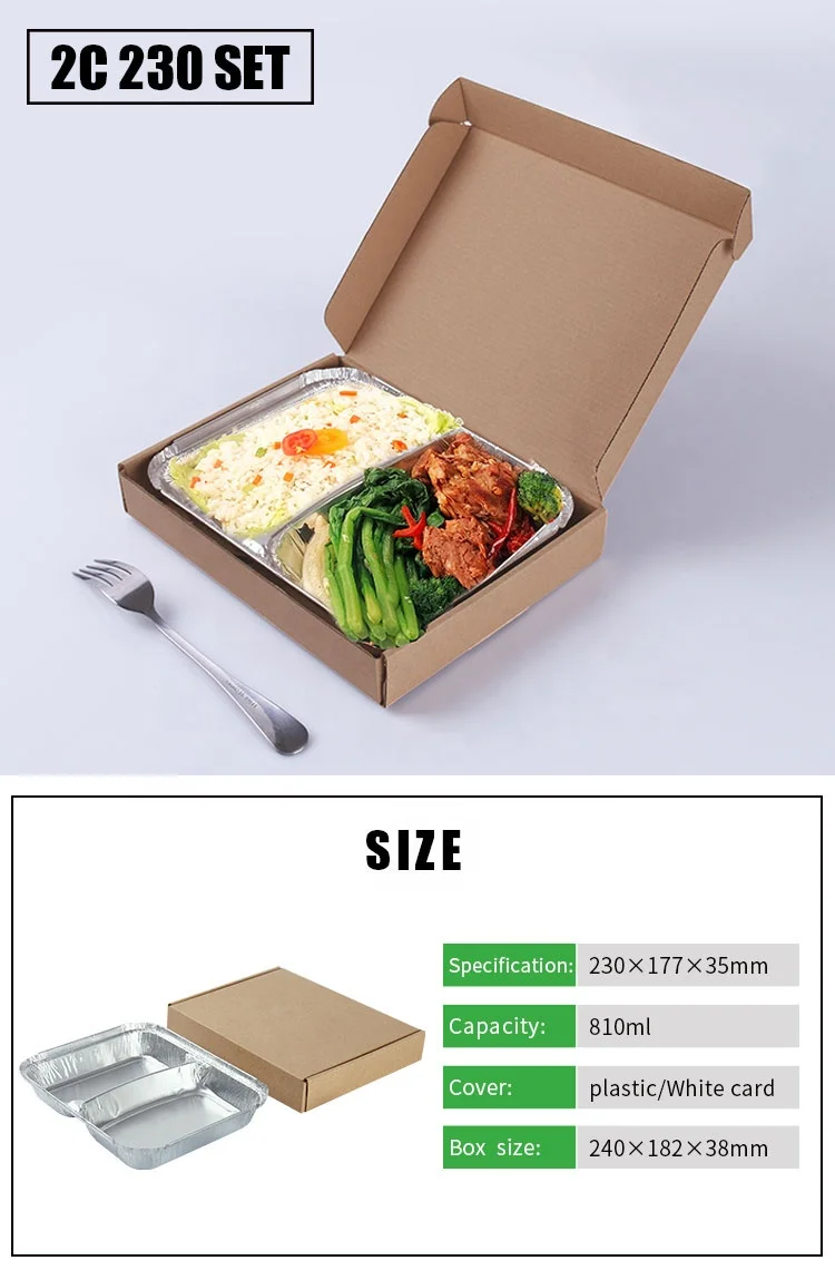 China Manufacturer 810ml 2 Compartment Aluminum Foil Tray/Container