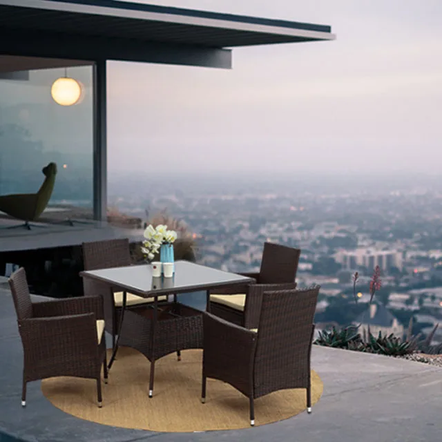 Outdoor Furniture 5 PCS Garden  Patio  Tables And Chairs Wicker Rattan  Coffee table Leisure garden Dinning Table Sets 21.9210