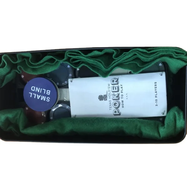 Deluxe Poker in a Tin Includes 2 Decks of Playing Cards 1 Double Sided Printed Felt Mat Plastic 200 Chips 1 Chip Holder BSCI SED
