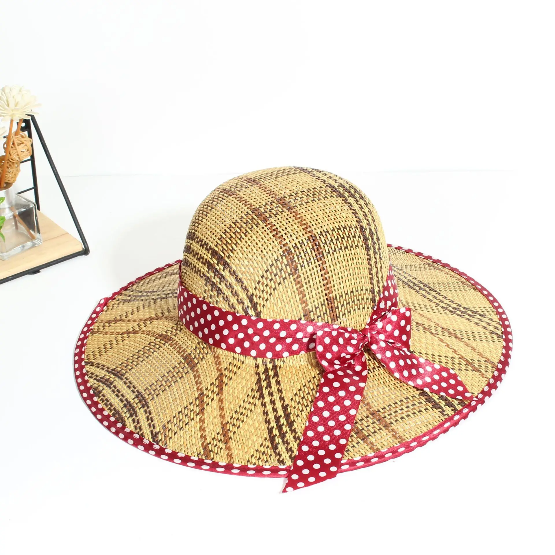 2022 summer new women hand-woven hat farmer hat dome ladies shade sun protection straw hat