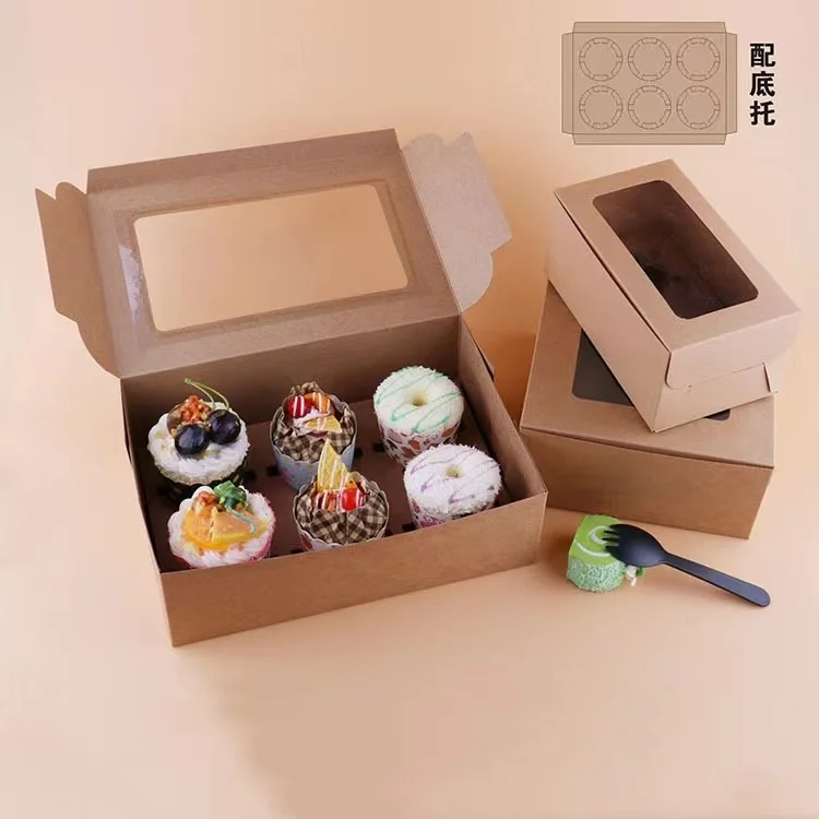 Wholesale Customized Bakery Packaging Box Private Label and Holders Inserts for Cupcake Desserts Muffin White Brown Paper Boxes