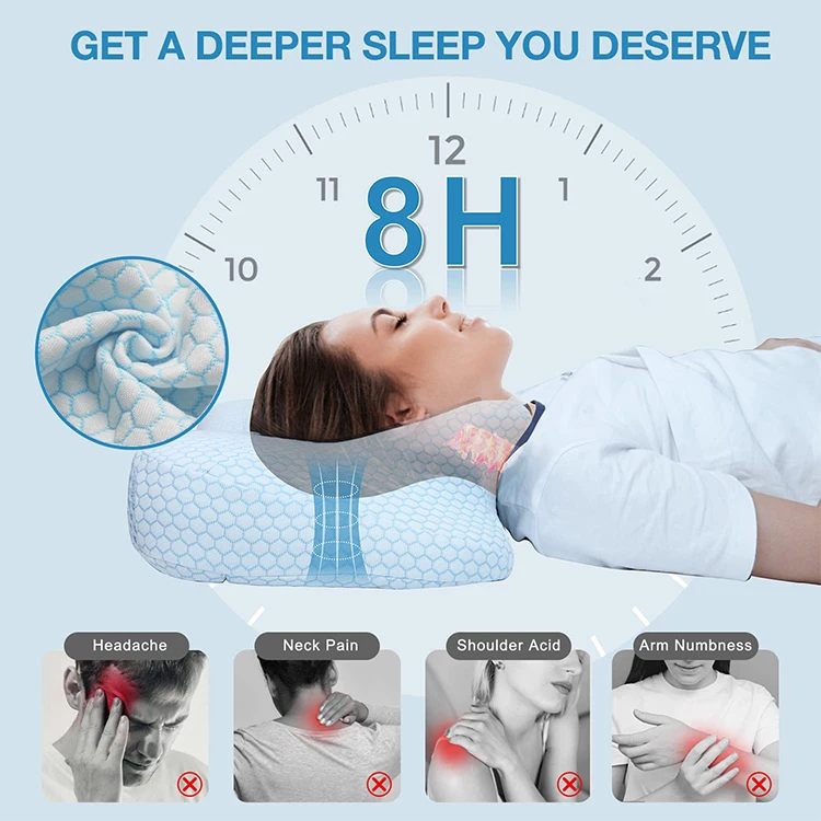 Contour Pillow Side Sleep Removable Cover Cervical Memory Foam Pillow Ergonomic Cushion