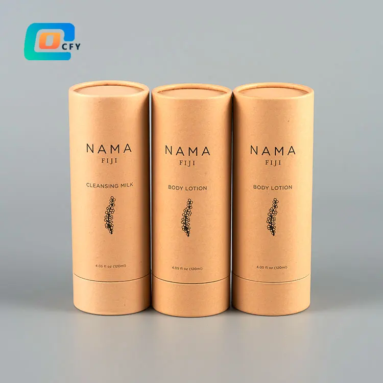 Brown Kraft Paper Cardboard Tube Round gift boxes wholesale custom paper tube package for High-end cosmetics