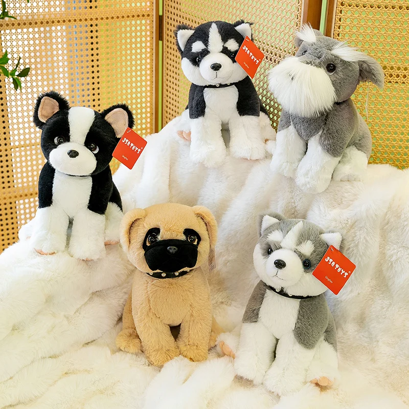 20cm 25cm Super Cute Kawaii Shai Pei Schnauzer Bulldog Realistic Puppy Stuffed Animal Toys
