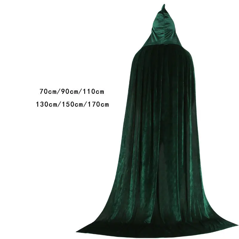 Wholesale Hooded Cloak Kids and Adults Long Velvet Cape for Christmas Cosplay Costumes Halloween Witch Costume