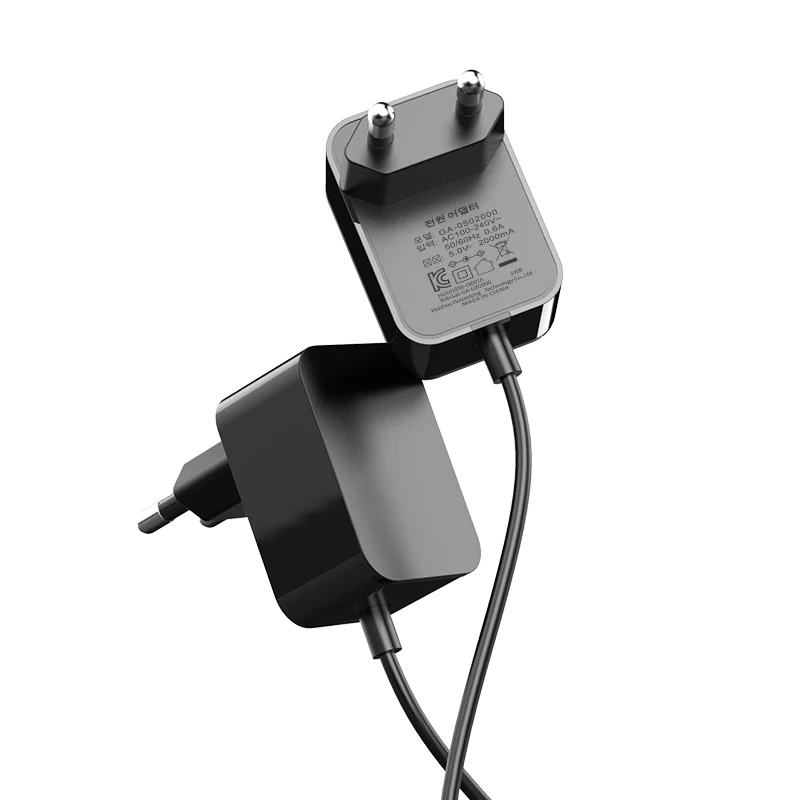 
5V 2A Korean standards KC KCC certification power adapter Kr high quality universal classical portable DC plug white black 