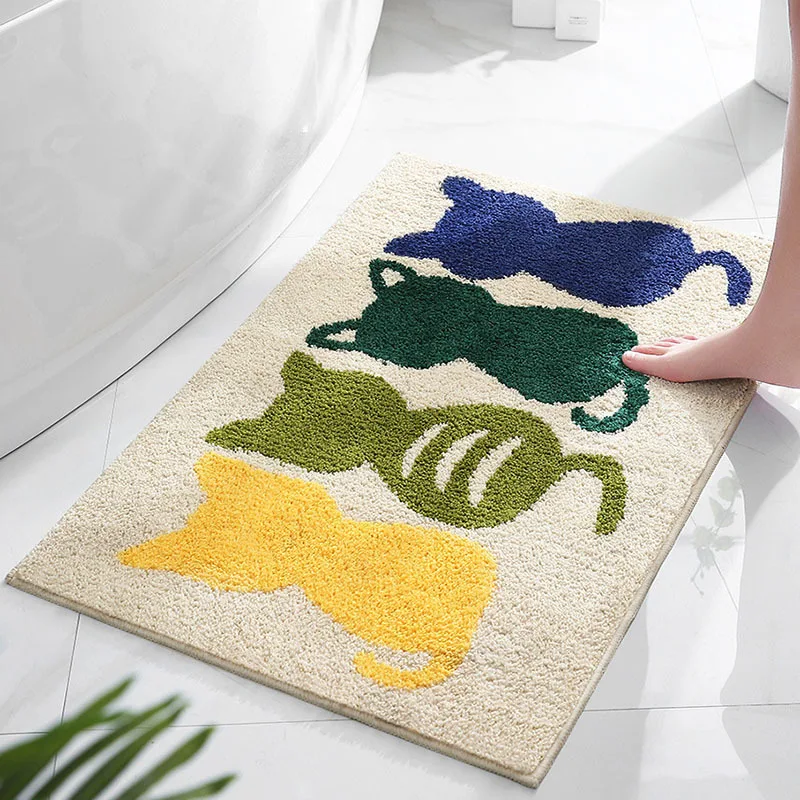 Tufted Animal Cartoon Microfiber custom carpet Cat bath mats non-slip door play mats Kids living room Rug