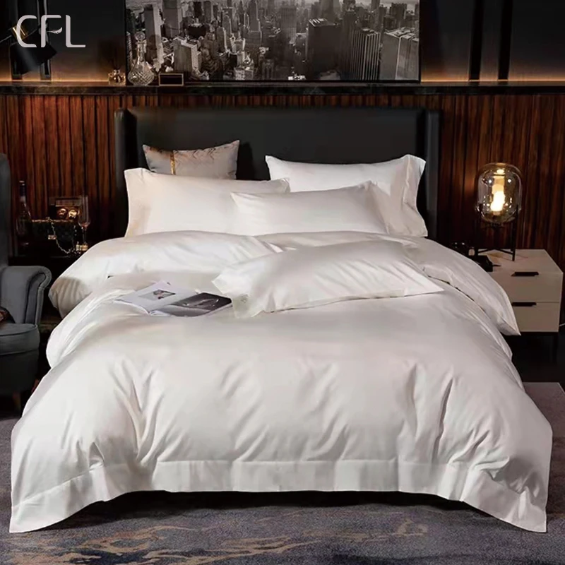 Wholesale Customized Size White Linen Bed Sheet Set Cheap Hotel Bed Linen For 5 Star With Deep Pockets