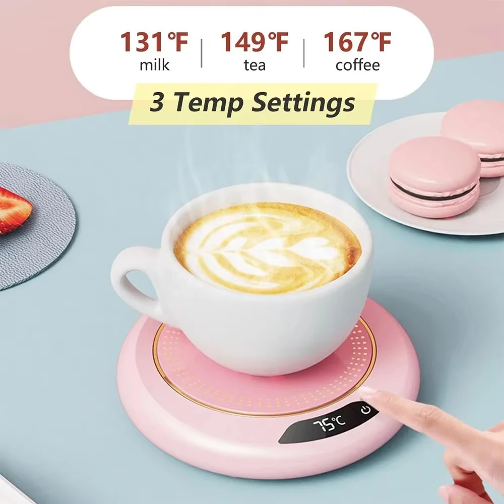 USB Potable Coffee Mug Cup Warmer for Office Desk Use Home Office Smart Electric Beverage Warmer with 3 Temperature Settings
