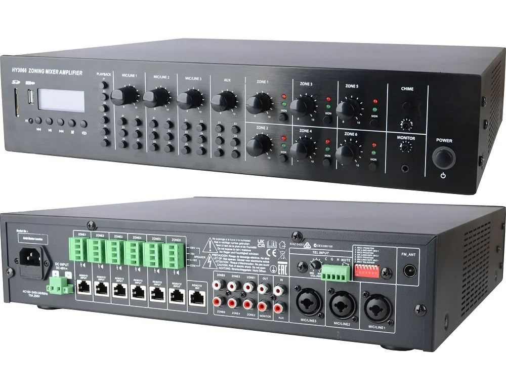 HY3066 6X60W USB SD BT Bluetoth Matrixl Public Address PA Amplifier