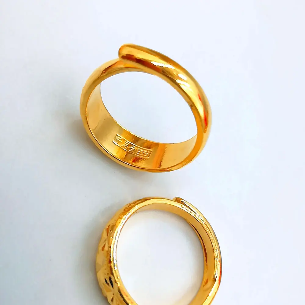Ring Men Dubai 24K Gold Anti-allergy Smooth Simple Wedding Couples Rings Bijouterie for Man or Woman Gifts