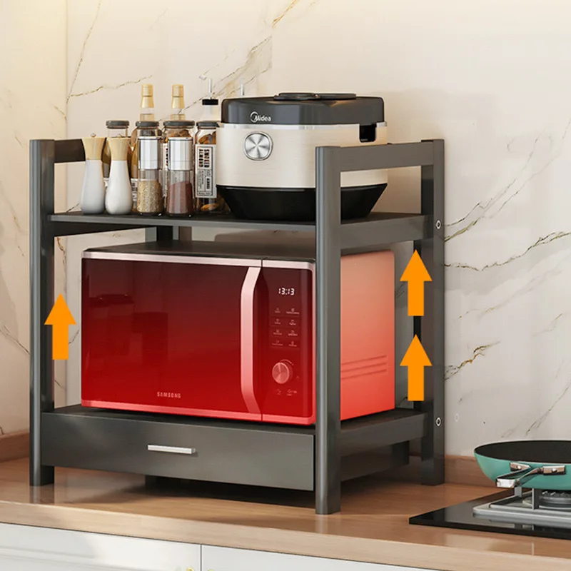 Multifunctional kitchen shelves microwave oven shelf storage flavour household desktop storage rack