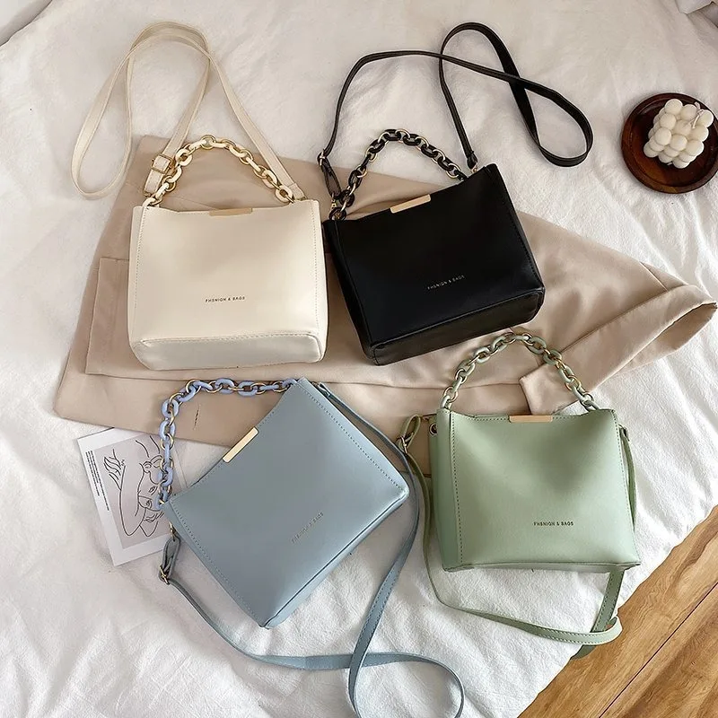 Women Fashion Tote Chain Crossbody Bag Women Handbags Shoulder Bucket Bag Purses PU Trend, Fashion 30-45 Days Daily Life