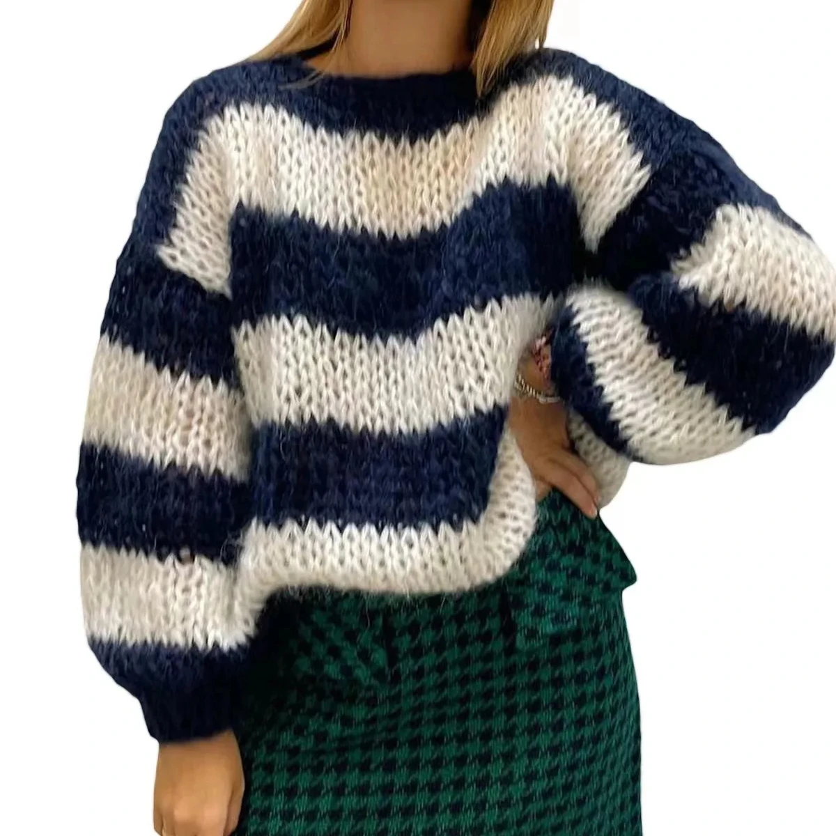 Oem 2022 Cable Knitted 100% Cashmere Sweater Ladies High Neck Cashmere Sweatr
