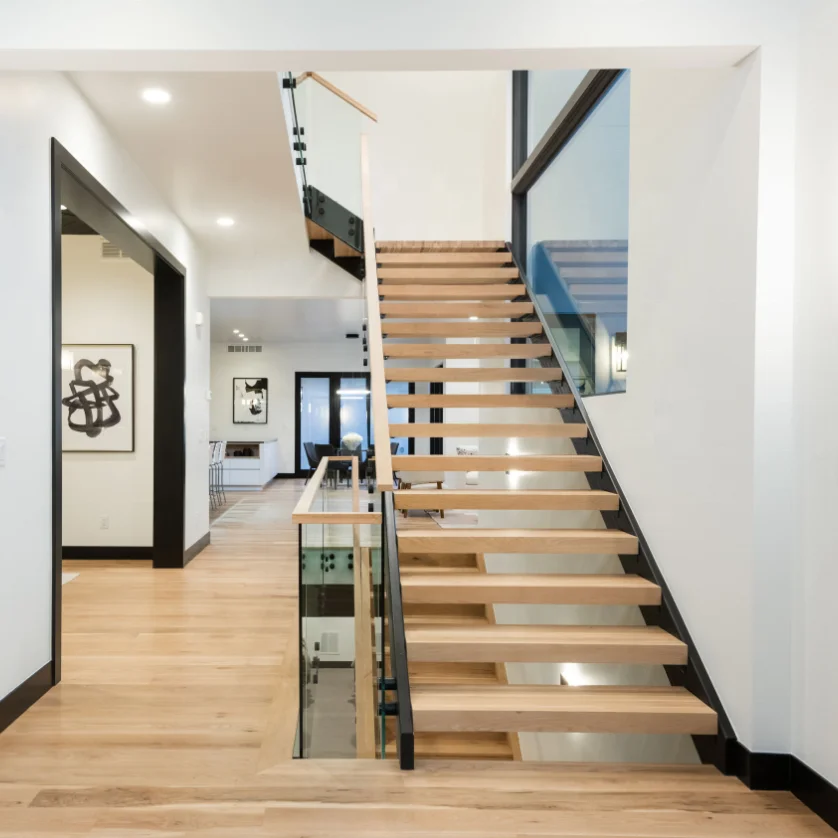 Double Plate Stainless Steel Stair Stringer Wood Stair Tread Indoor