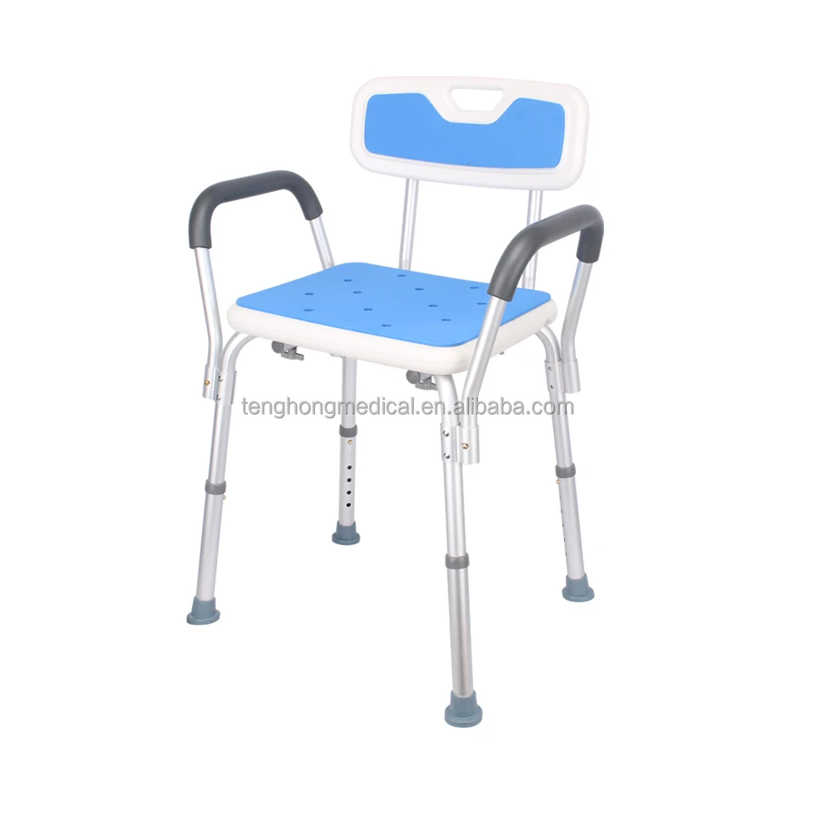 Heavy Duty 300lbload Bearing Lightweight Aluminum Frame Bathroom Shower Safety Seat Bath Chair with Armrests for Seniors