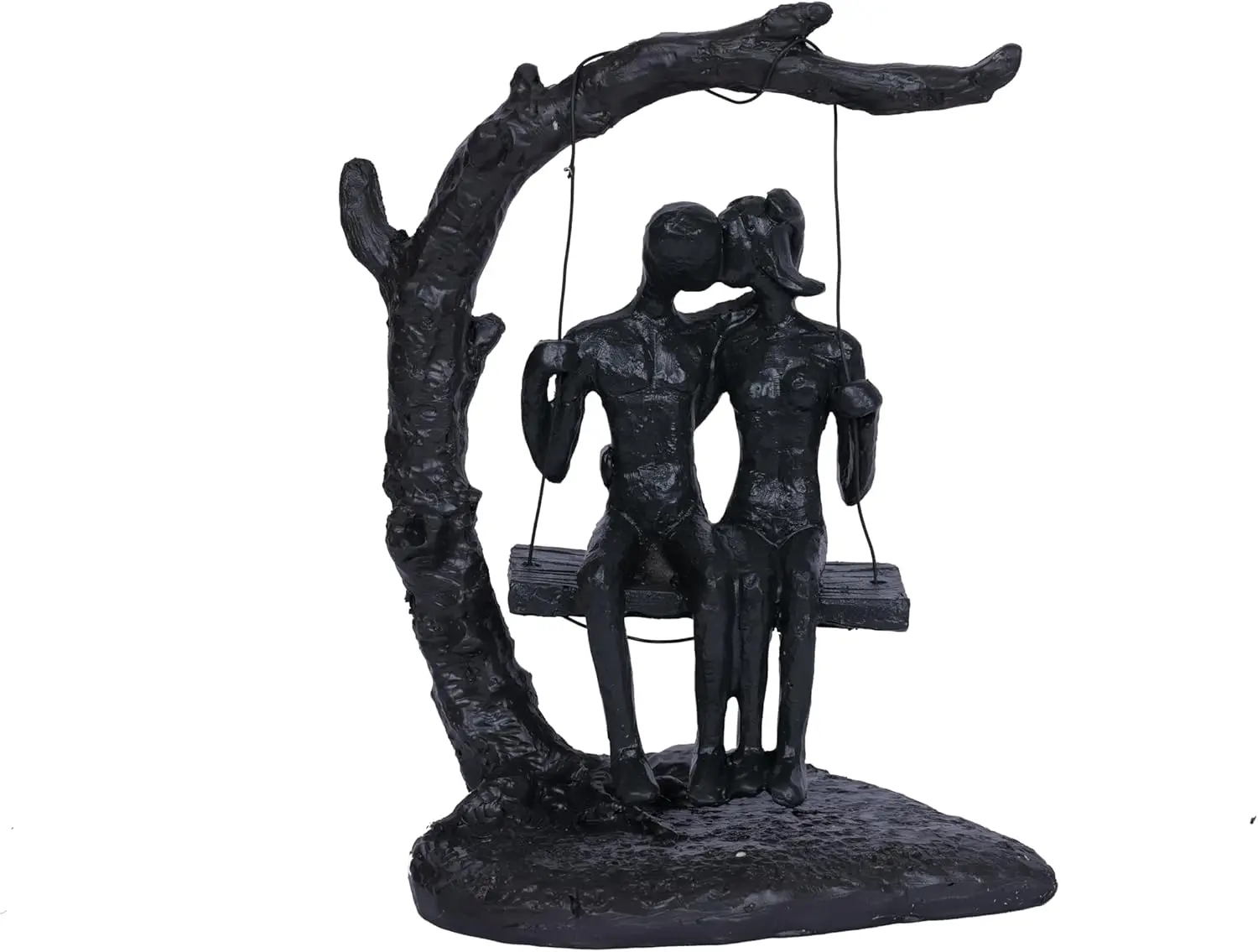Iron Swing Couple Sculpture 6th Black Love Kiss Statue Home Decor Sweet Cast Iron for Wife Romantic Man Woman Figurines