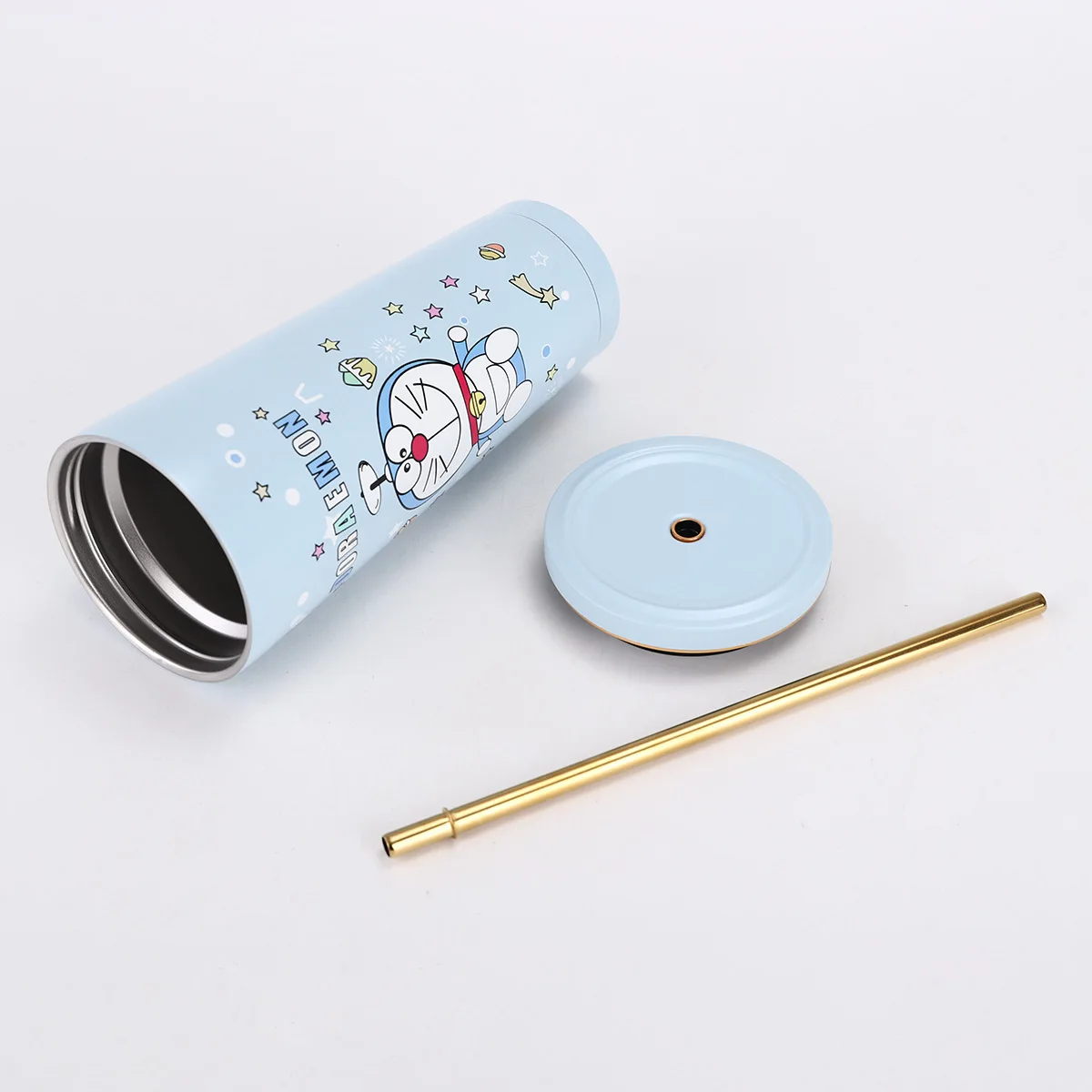 Creative 304 Stainless Steel Insulated Thermos Cup Large Capacity Cartoon Phnom Penh Straw Office Household Use Business Gifts