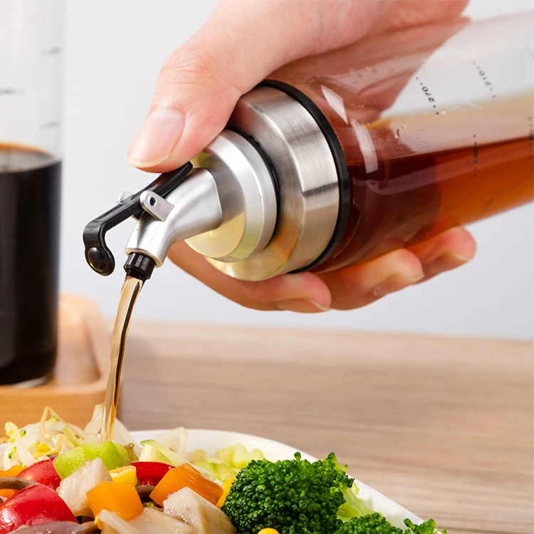 300ml  high quality Glass Sauce Dispenser 500ml borosilicate glass oil pot bottle with Pourer Tall Vinegar Dispenser